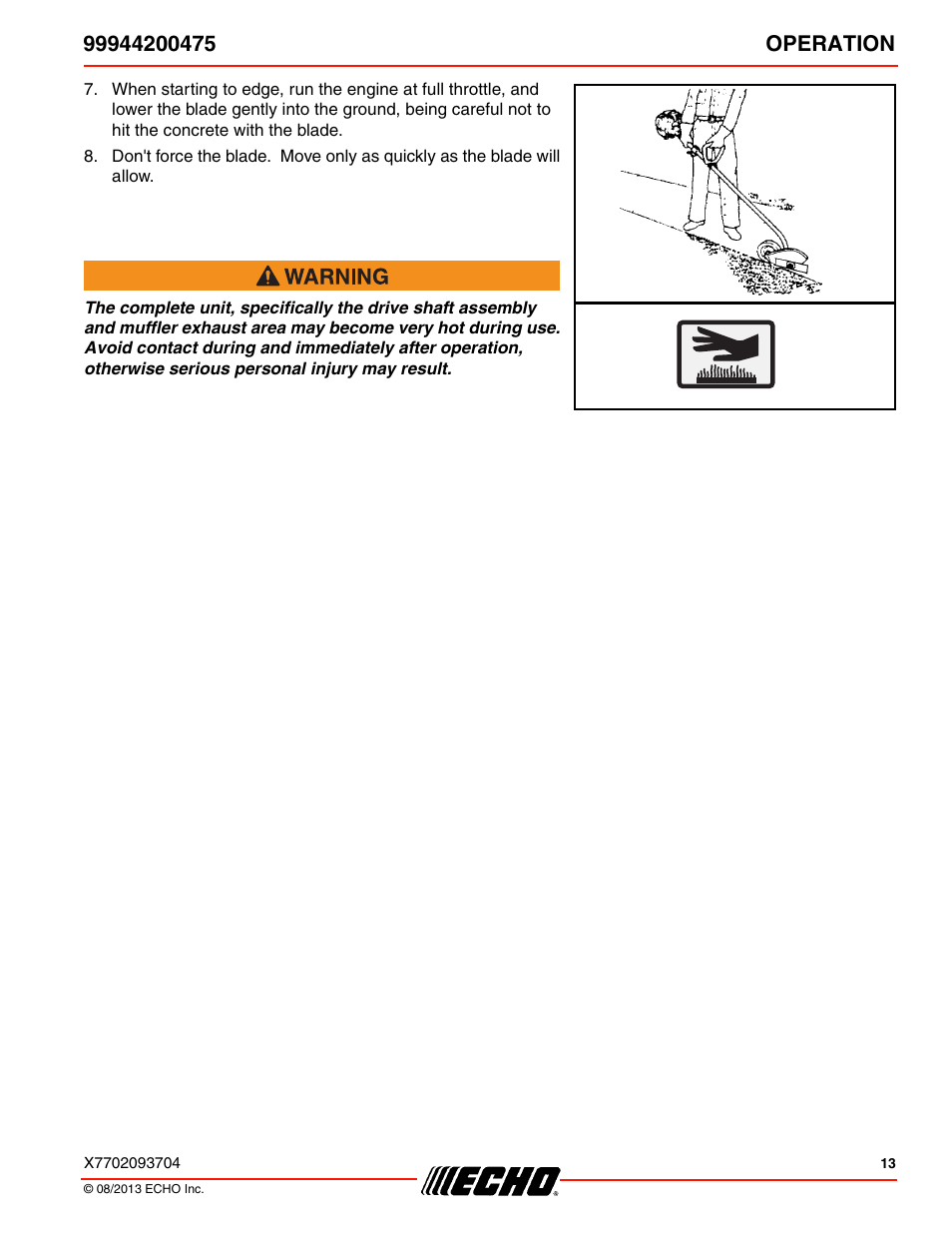 Echo 99944200475 User Manual | Page 13 / 24