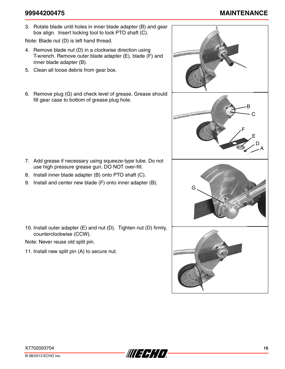 Echo 99944200475 User Manual | Page 15 / 24