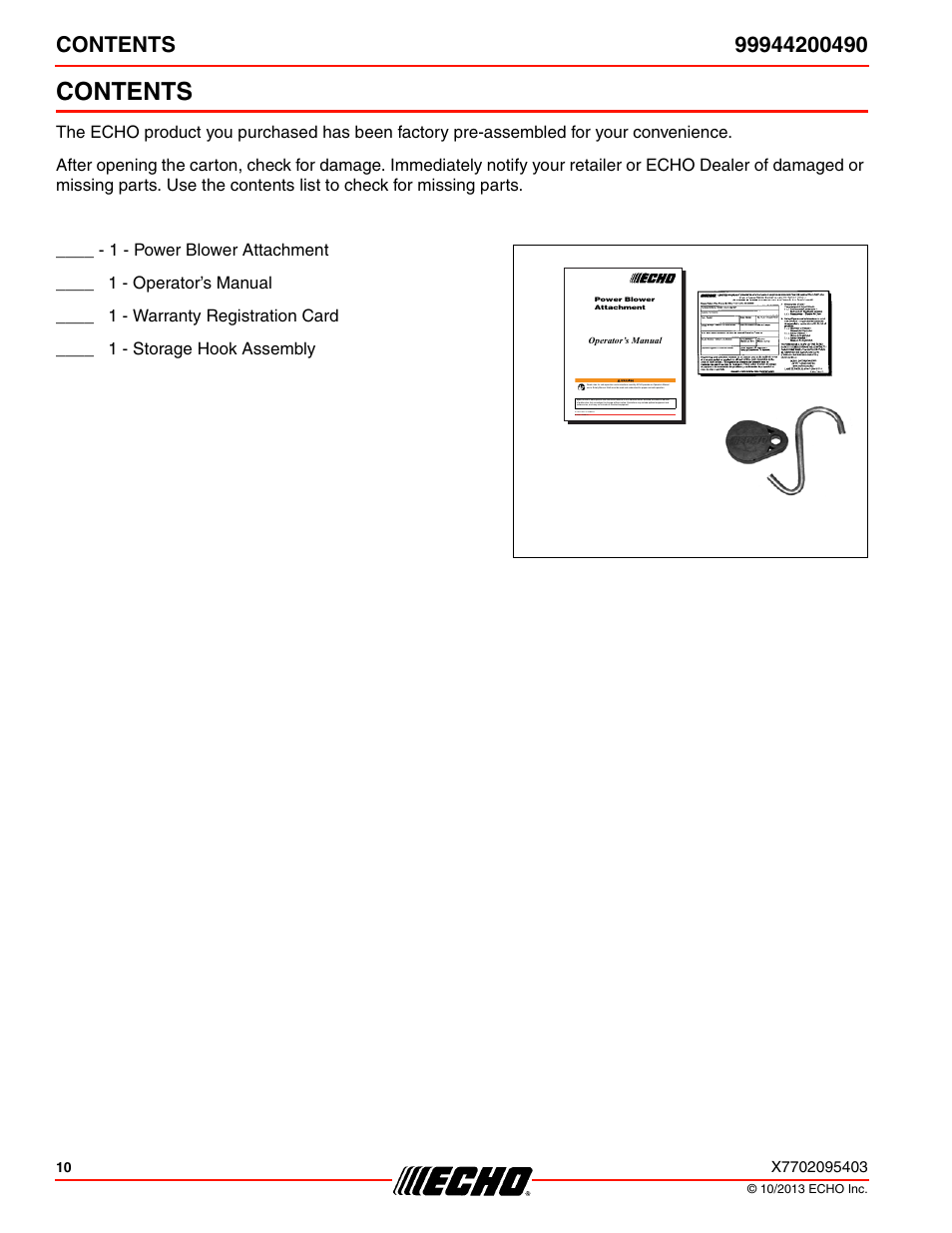 Echo 99944200490 User Manual | Page 10 / 20