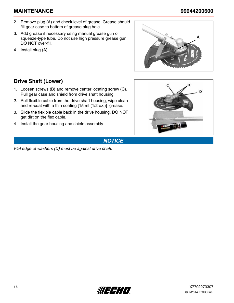 Drive shaft (lower) | Echo 99944200600 User Manual | Page 16 / 24