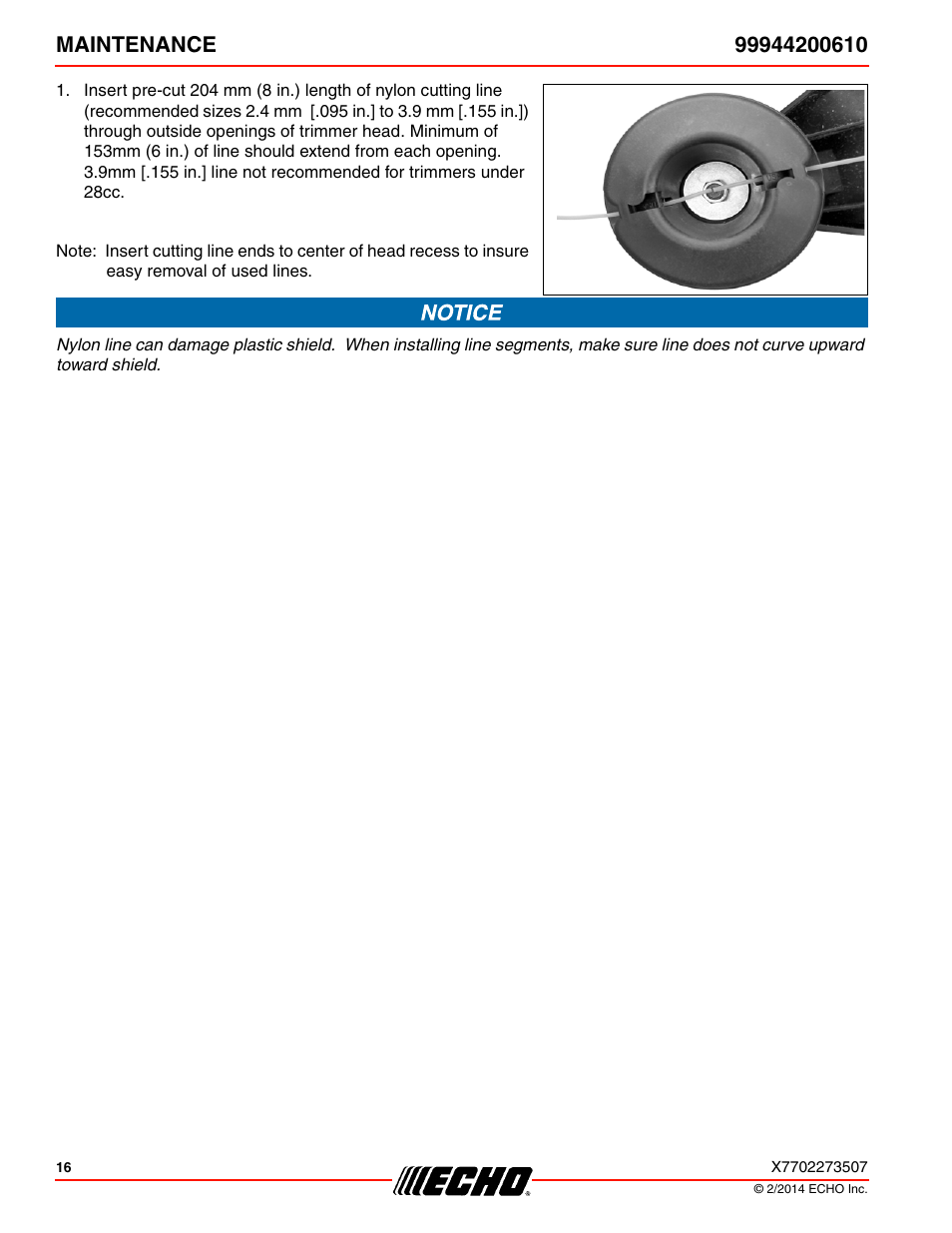 Echo 99944200610 User Manual | Page 16 / 24