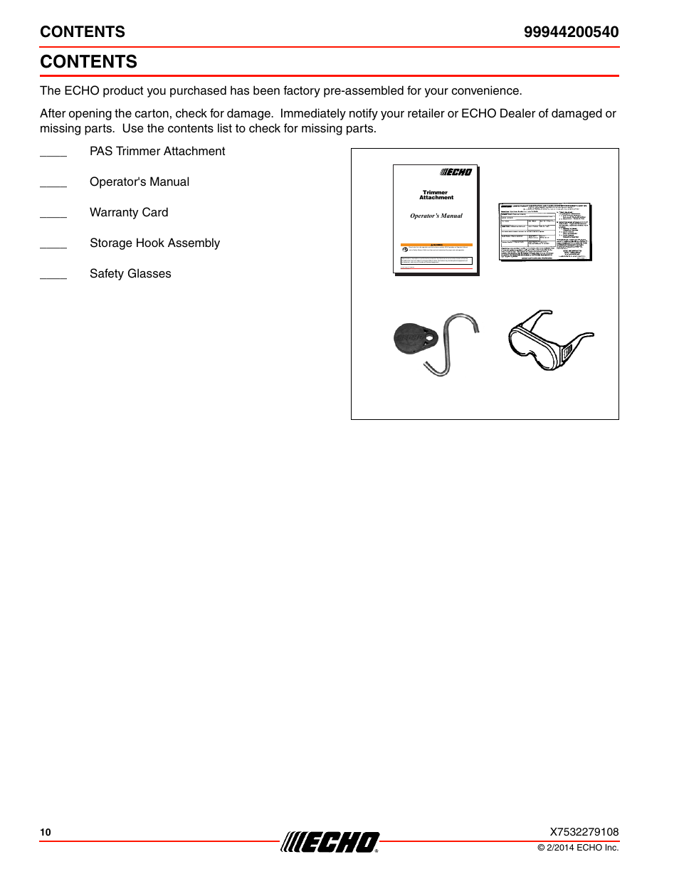 Echo 99944200540 User Manual | Page 10 / 24