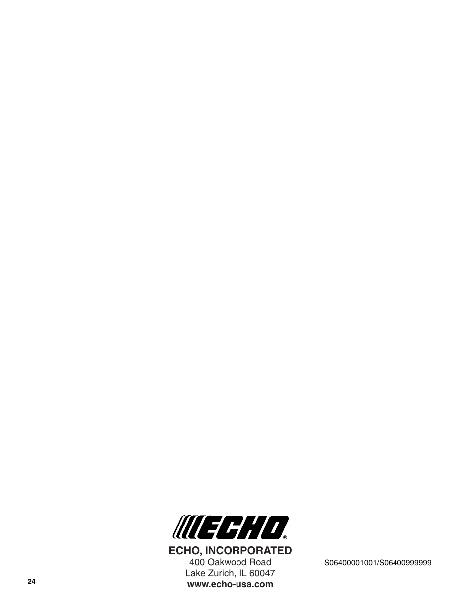 Echo, incorporated | Echo 99944200540 User Manual | Page 24 / 24