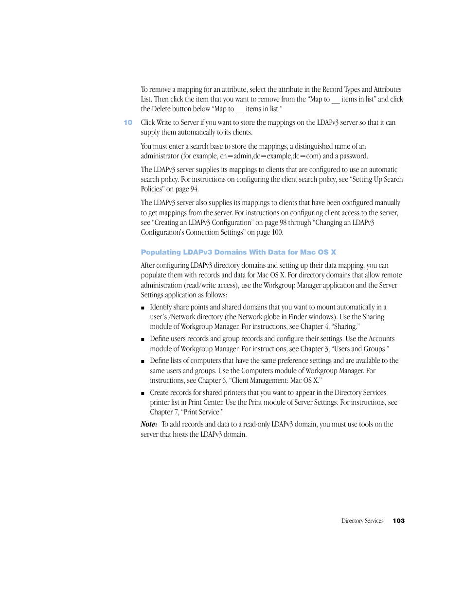 Populating ldapv3 domains with data for macosx | Apple Mac OS X Server (Administrator’s Guide) User Manual | Page 103 / 622