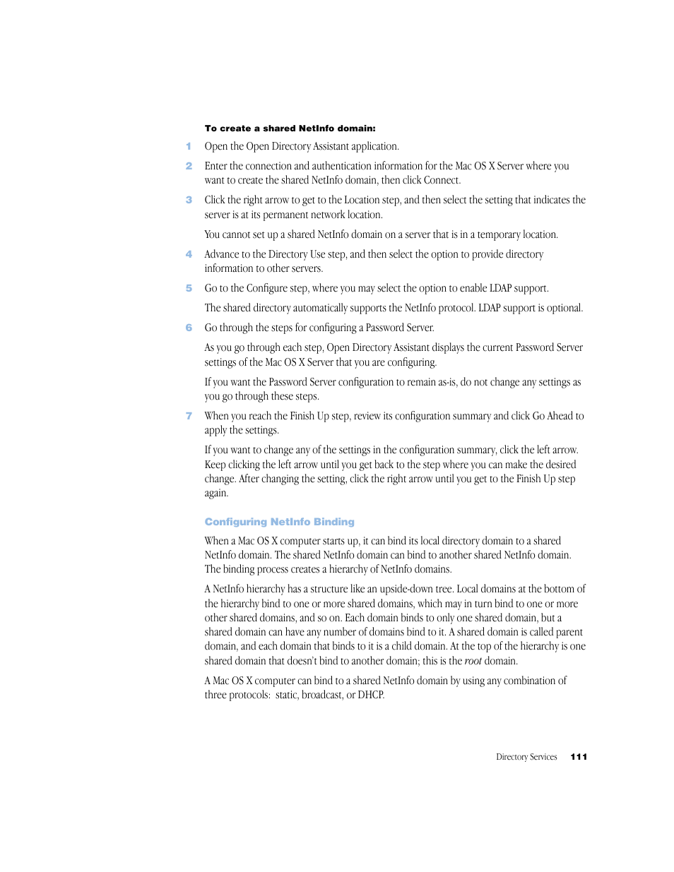 Configuring netinfo binding | Apple Mac OS X Server (Administrator’s Guide) User Manual | Page 111 / 622
