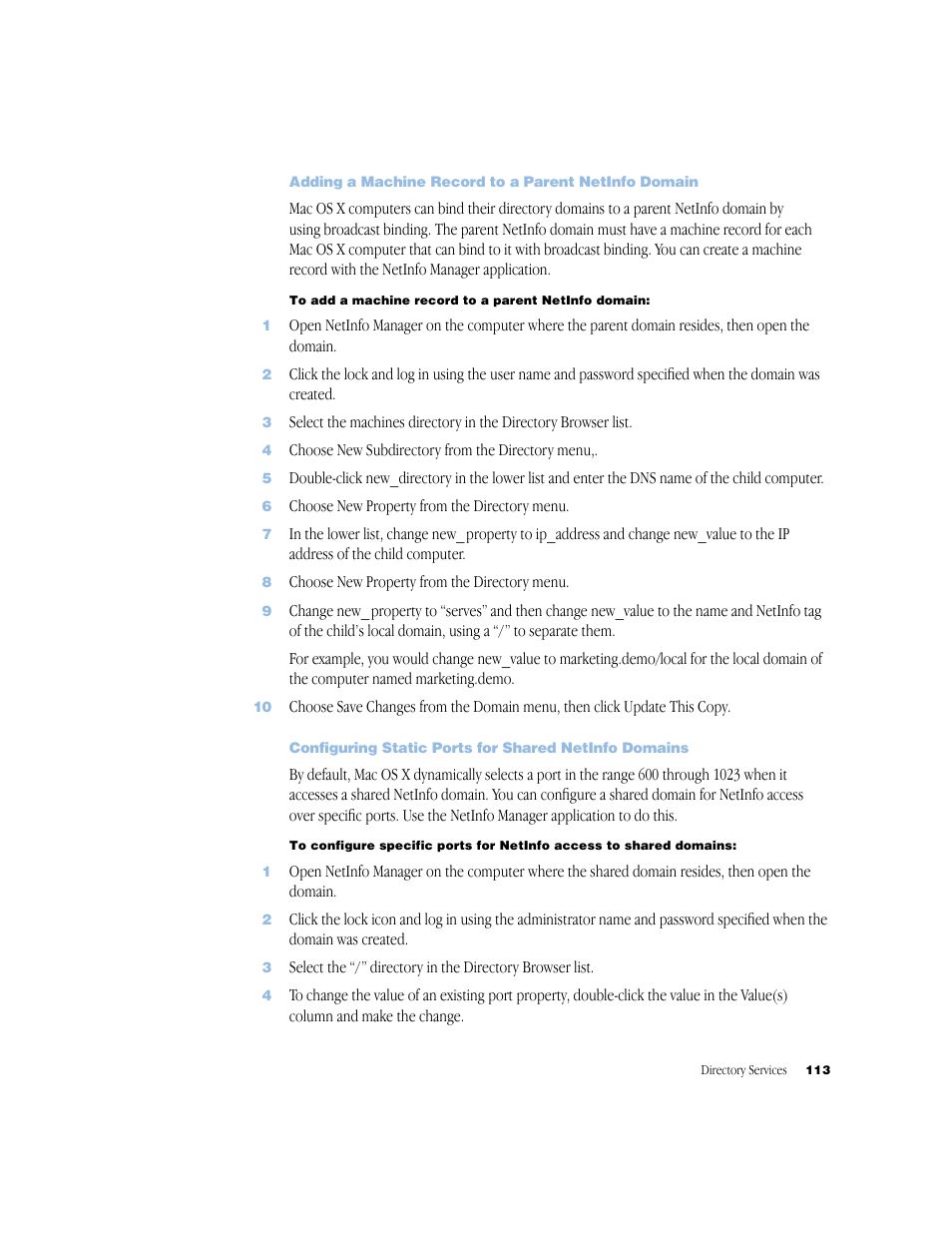 Adding a machine record to a parent netinfo domain | Apple Mac OS X Server (Administrator’s Guide) User Manual | Page 113 / 622