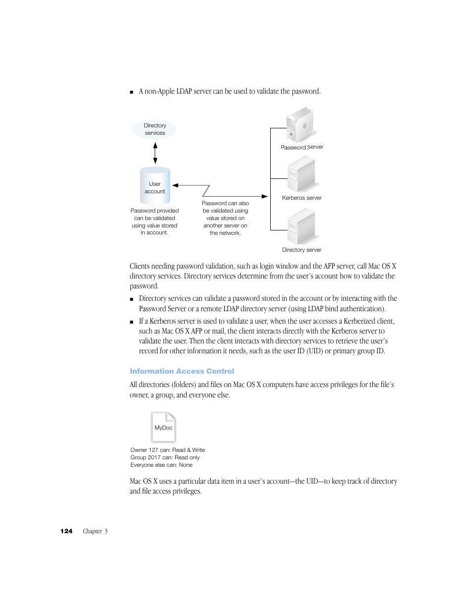 Information access control | Apple Mac OS X Server (Administrator’s Guide) User Manual | Page 124 / 622