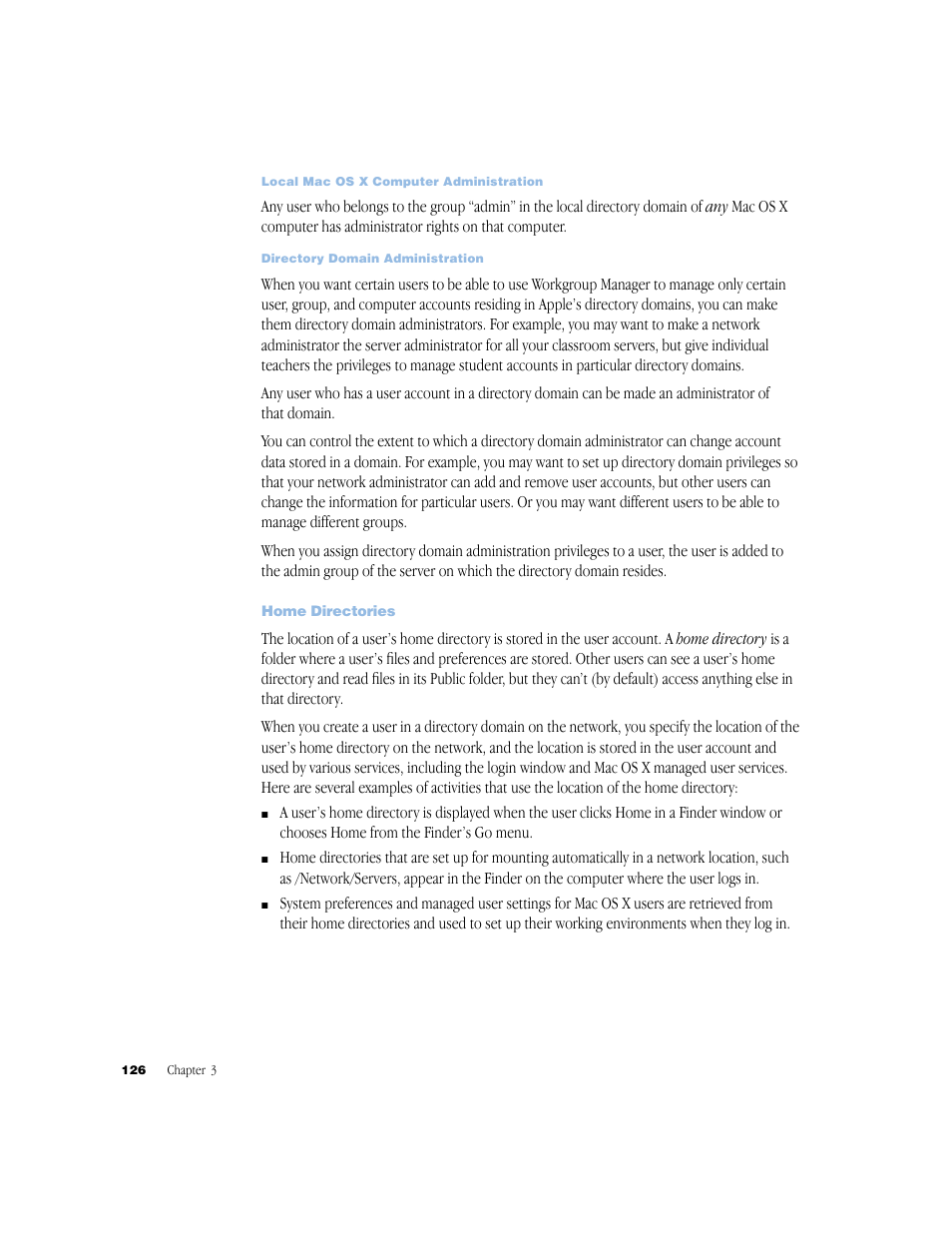 Home directories | Apple Mac OS X Server (Administrator’s Guide) User Manual | Page 126 / 622