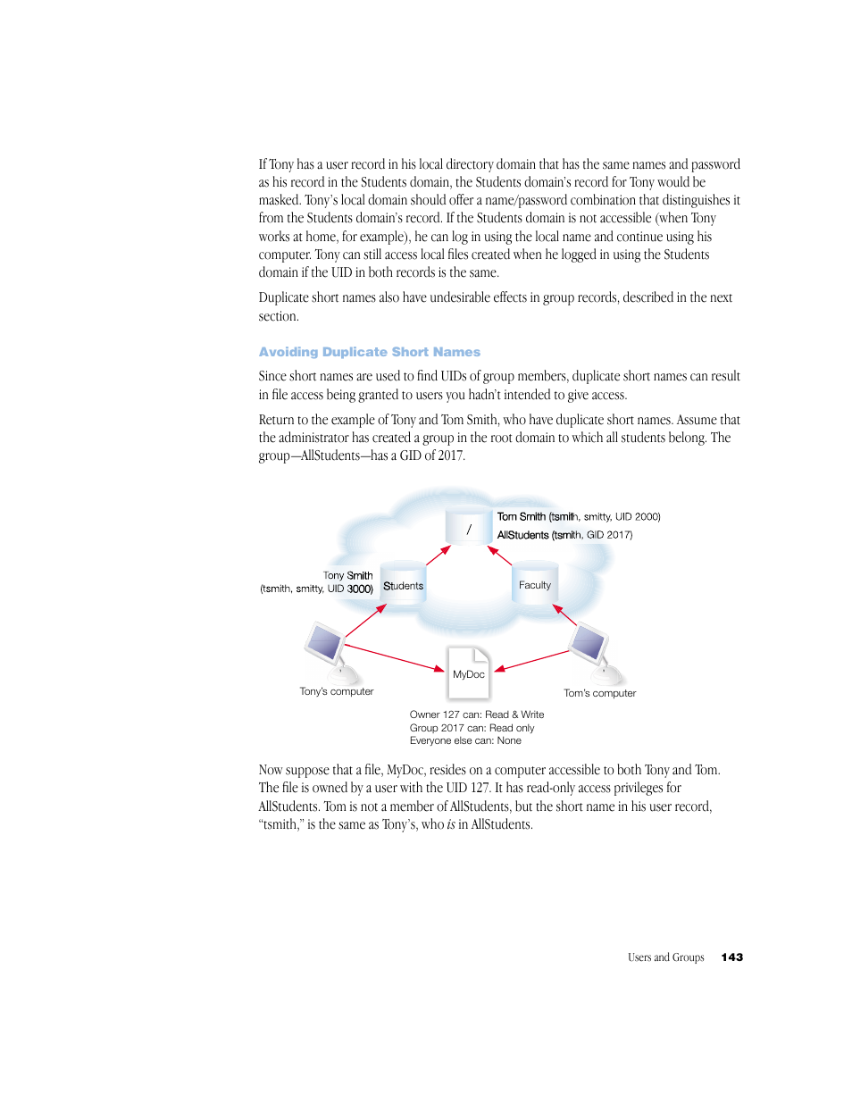 Avoiding duplicate short names | Apple Mac OS X Server (Administrator’s Guide) User Manual | Page 143 / 622