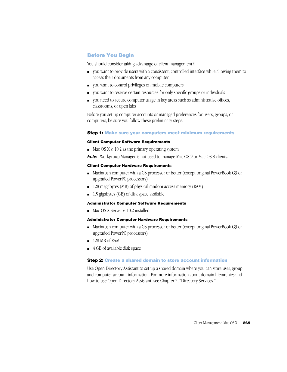 Before you begin | Apple Mac OS X Server (Administrator’s Guide) User Manual | Page 269 / 622