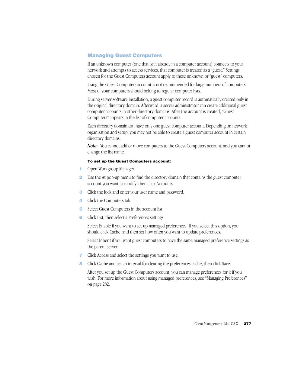 Managing guest computers | Apple Mac OS X Server (Administrator’s Guide) User Manual | Page 277 / 622