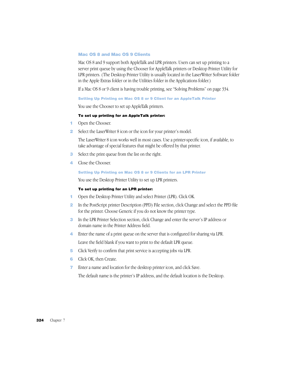 Mac os 8 and mac os 9 clients | Apple Mac OS X Server (Administrator’s Guide) User Manual | Page 324 / 622