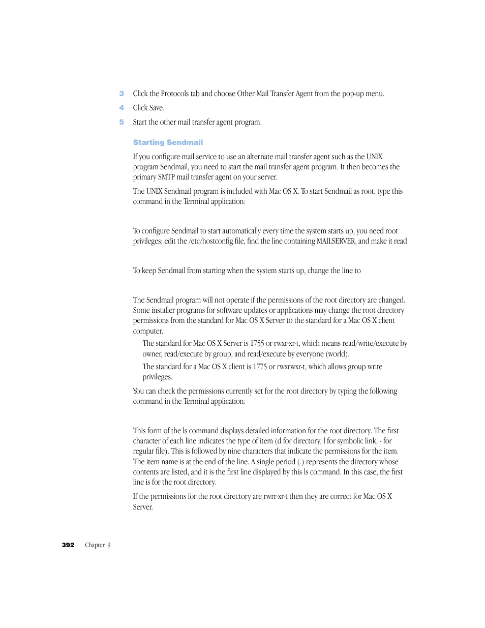 Starting sendmail | Apple Mac OS X Server (Administrator’s Guide) User Manual | Page 392 / 622