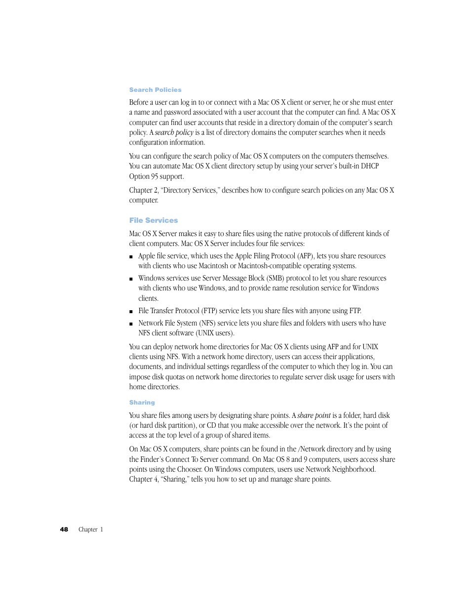 File services | Apple Mac OS X Server (Administrator’s Guide) User Manual | Page 48 / 622