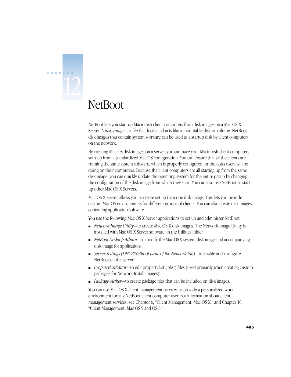Netboot | Apple Mac OS X Server (Administrator’s Guide) User Manual | Page 485 / 622