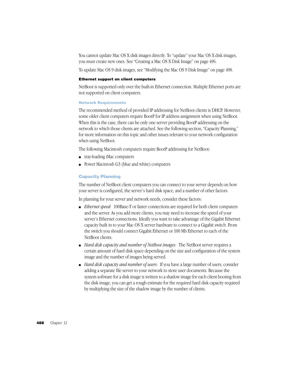 Capacity planning | Apple Mac OS X Server (Administrator’s Guide) User Manual | Page 488 / 622