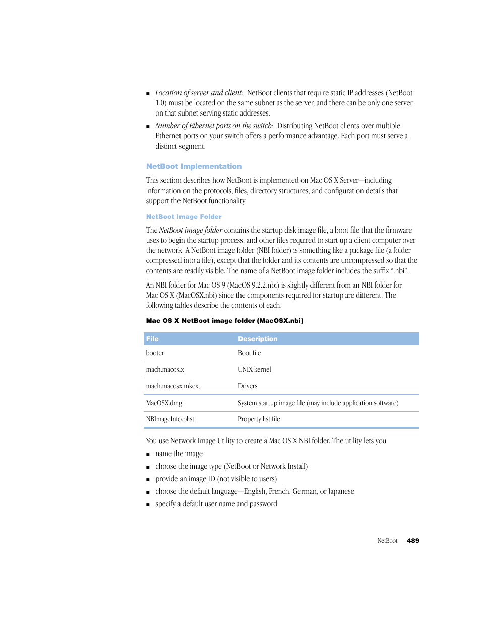 Netboot implementation | Apple Mac OS X Server (Administrator’s Guide) User Manual | Page 489 / 622