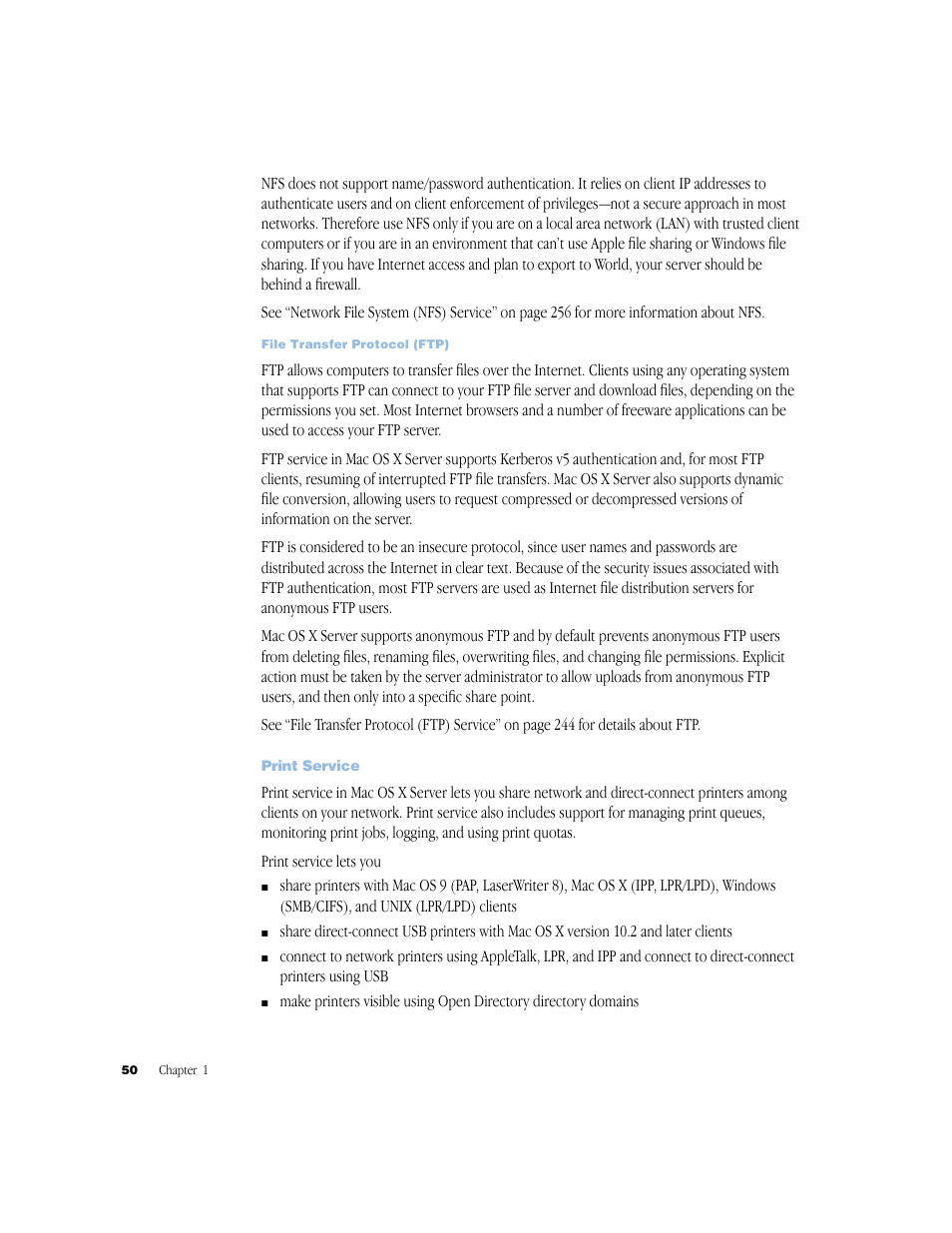 Print service | Apple Mac OS X Server (Administrator’s Guide) User Manual | Page 50 / 622