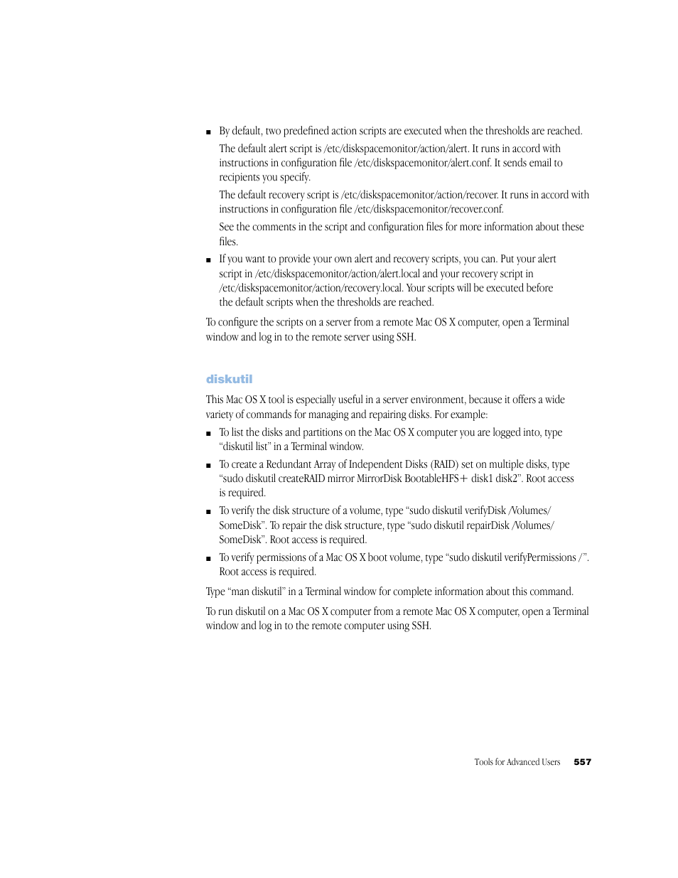 Diskutil | Apple Mac OS X Server (Administrator’s Guide) User Manual | Page 557 / 622