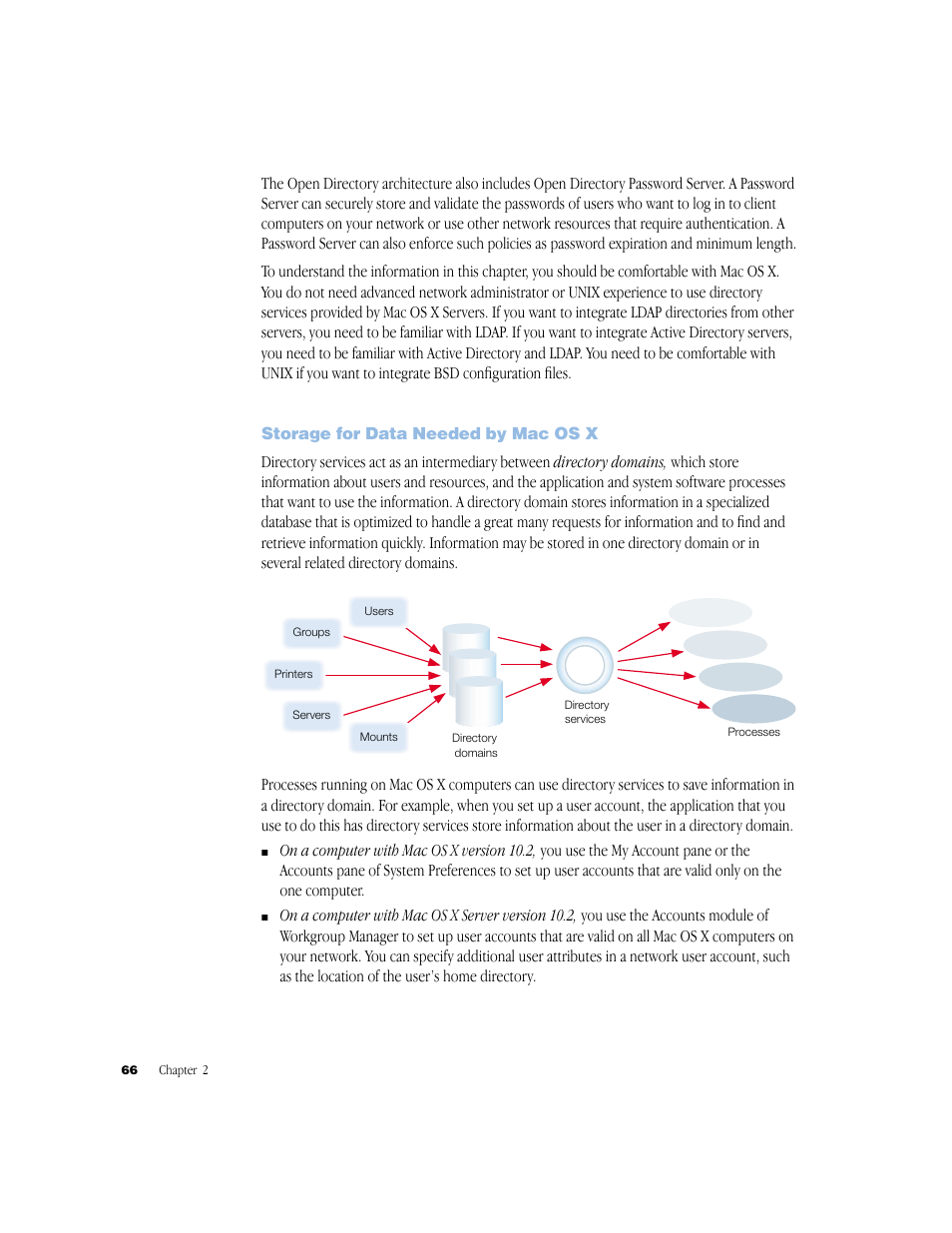 Storage for data needed by mac os x | Apple Mac OS X Server (Administrator’s Guide) User Manual | Page 66 / 622