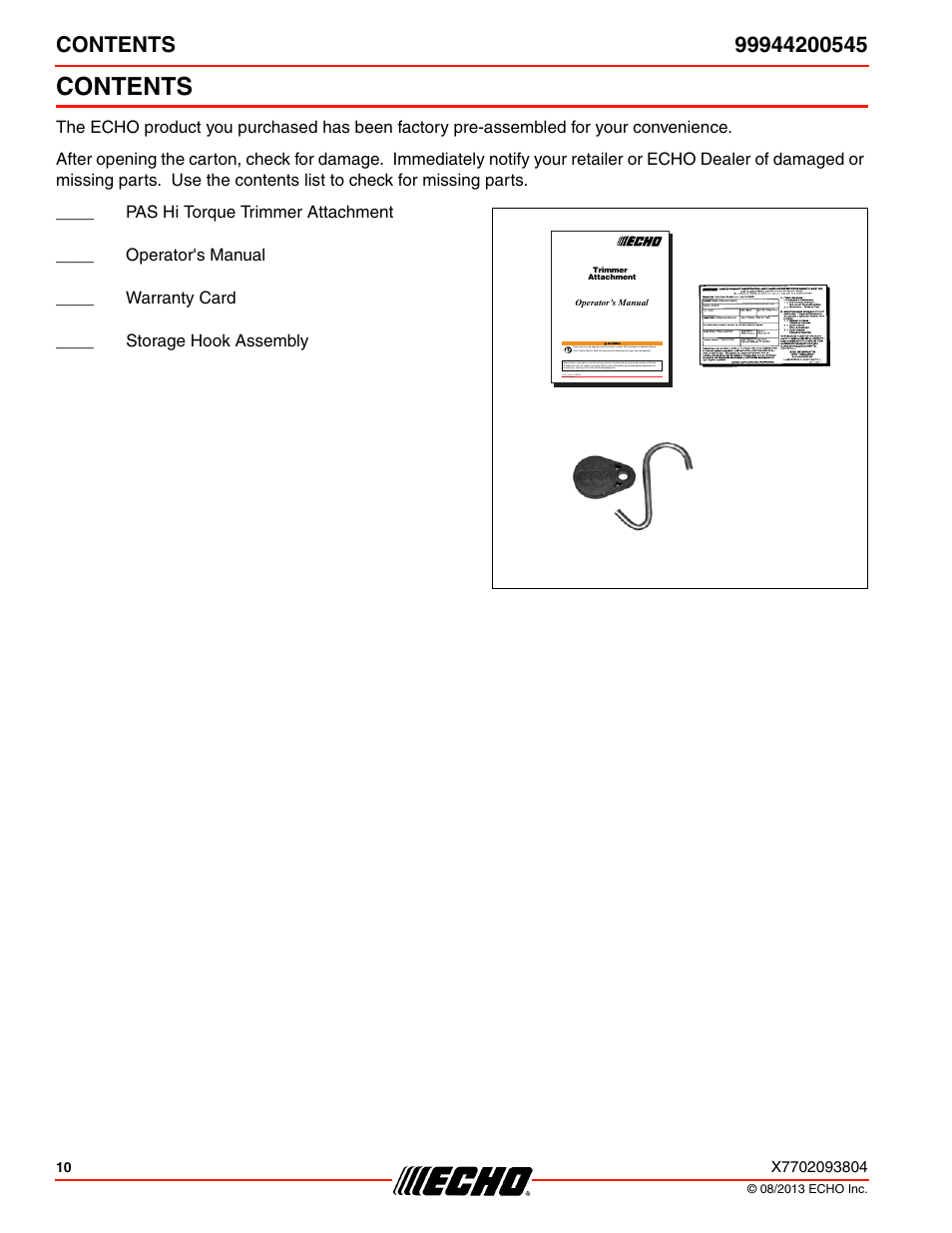 Echo 99944200545 User Manual | Page 10 / 24