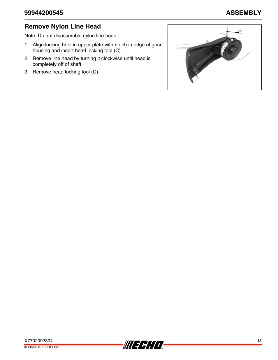 Remove nylon line head | Echo 99944200545 User Manual | Page 13 / 24