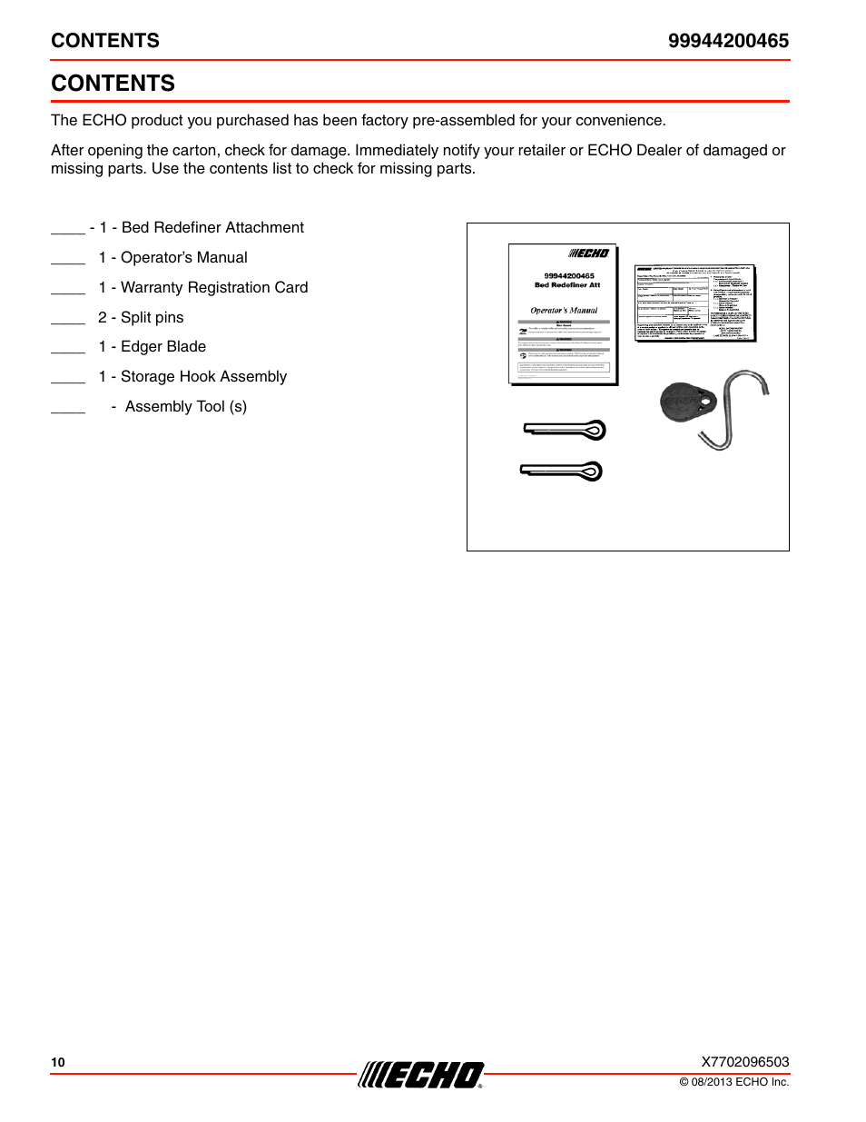Echo 99944200465 User Manual | Page 10 / 24