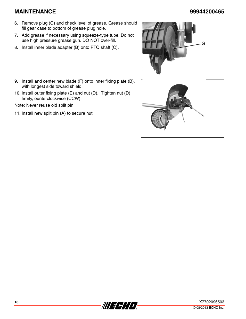 Echo 99944200465 User Manual | Page 18 / 24