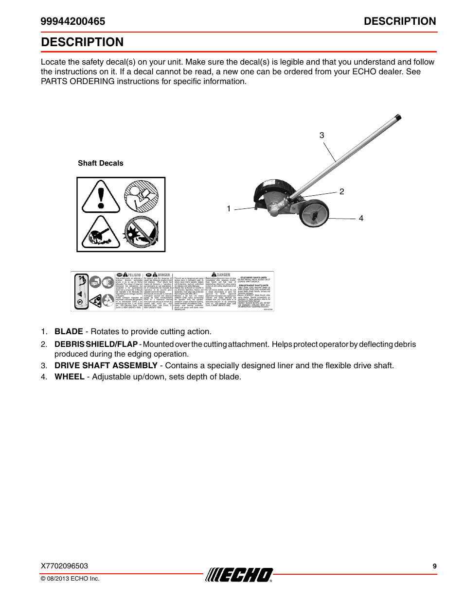 Description | Echo 99944200465 User Manual | Page 9 / 24