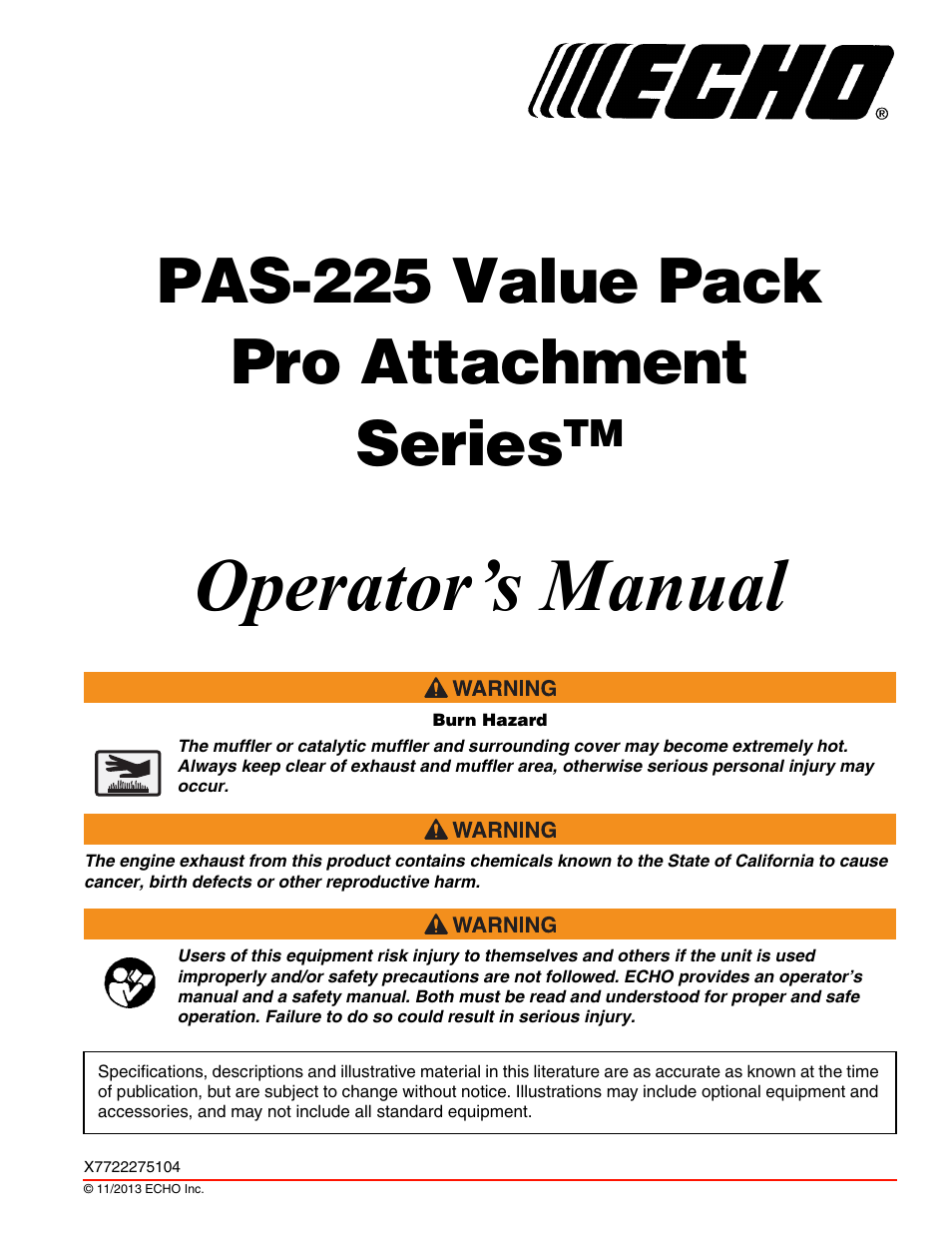 Echo PAS-225VPB User Manual | 40 pages