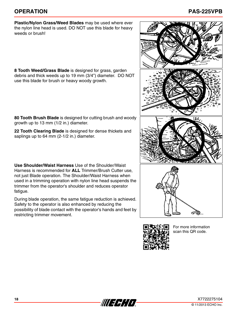 Operation pas-225vpb | Echo PAS-225VPB User Manual | Page 18 / 40