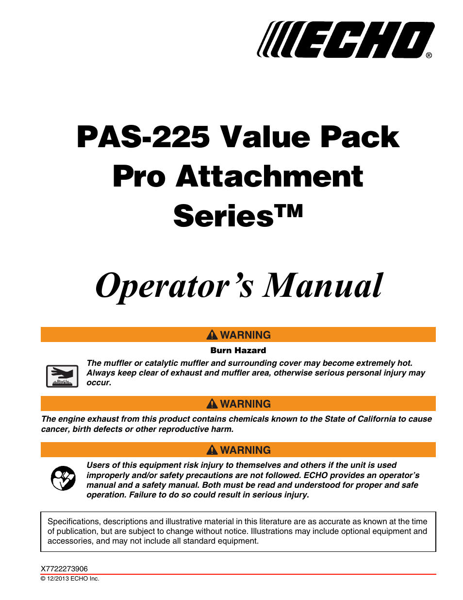 Echo PAS-225VP User Manual | 40 pages