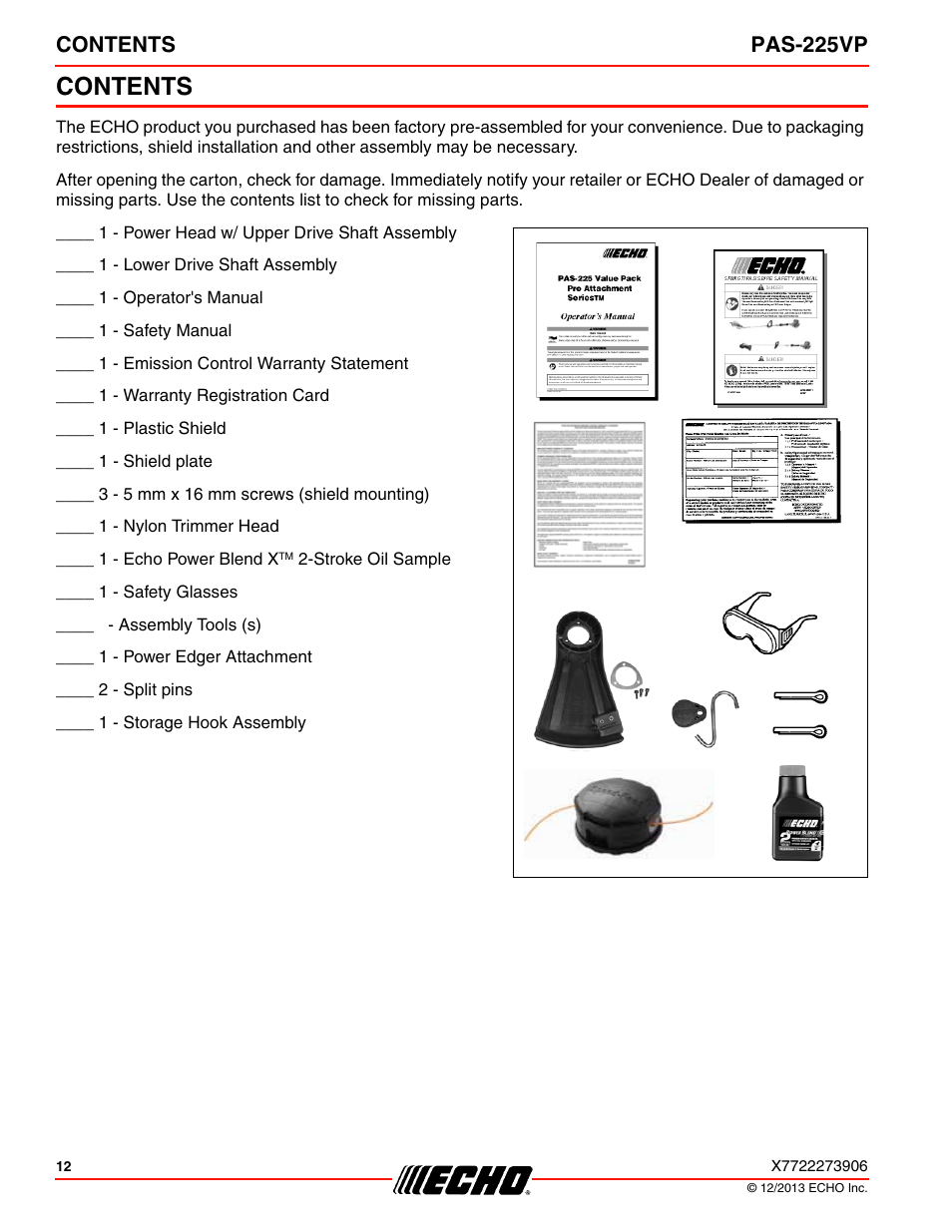 Echo PAS-225VP User Manual | Page 12 / 40