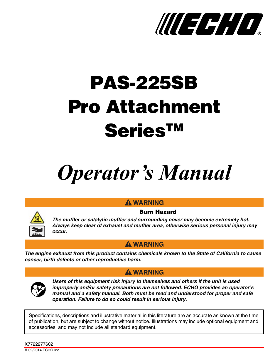 Echo PAS-225SB User Manual | 36 pages