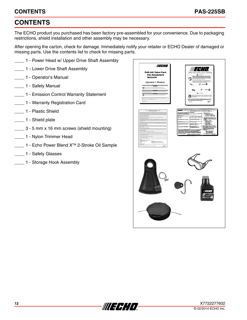 Echo PAS-225SB User Manual | Page 12 / 36