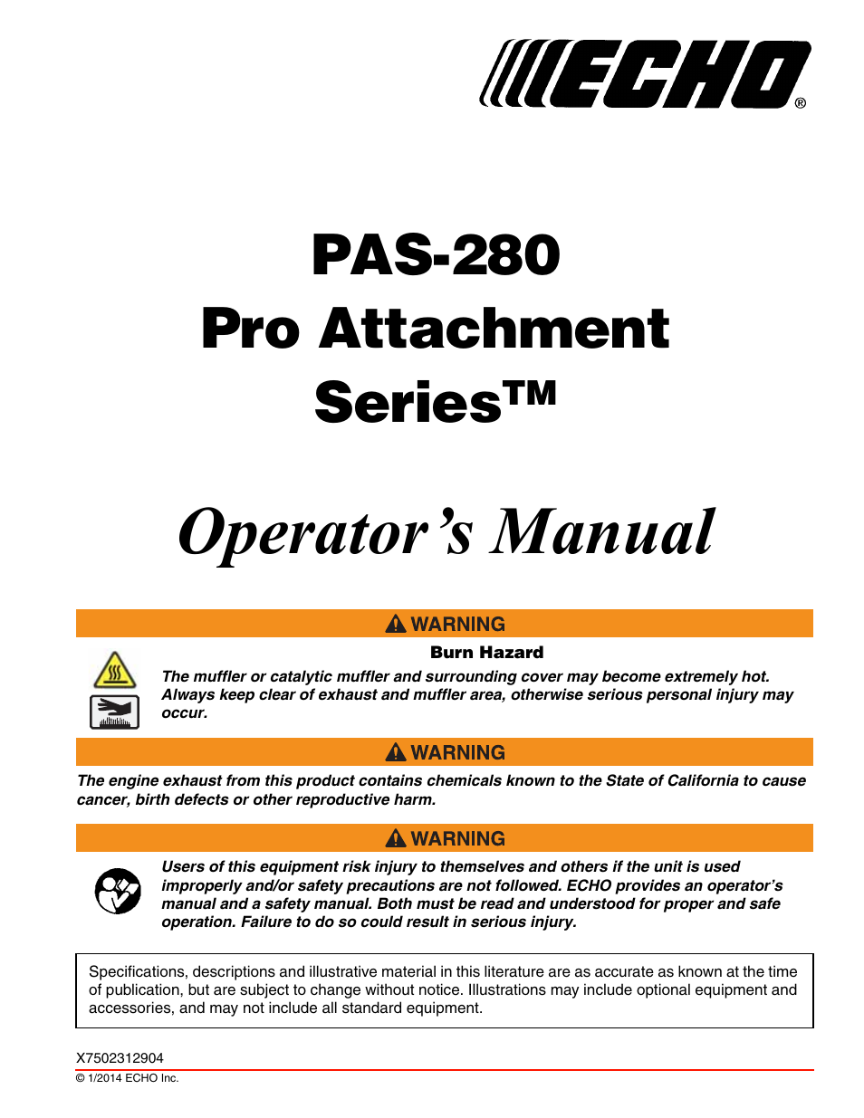 Echo PAS-280 User Manual | 32 pages