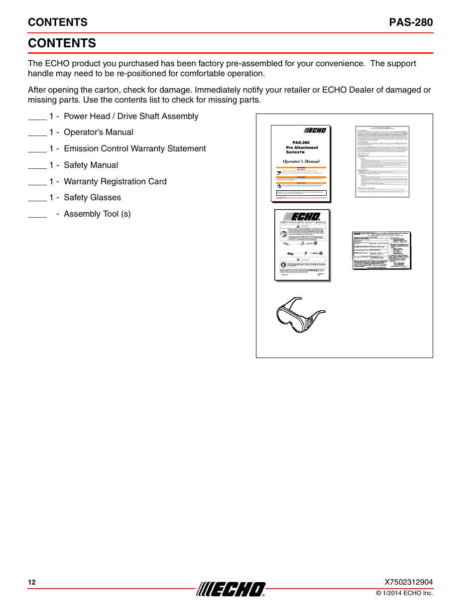 Echo PAS-280 User Manual | Page 12 / 32