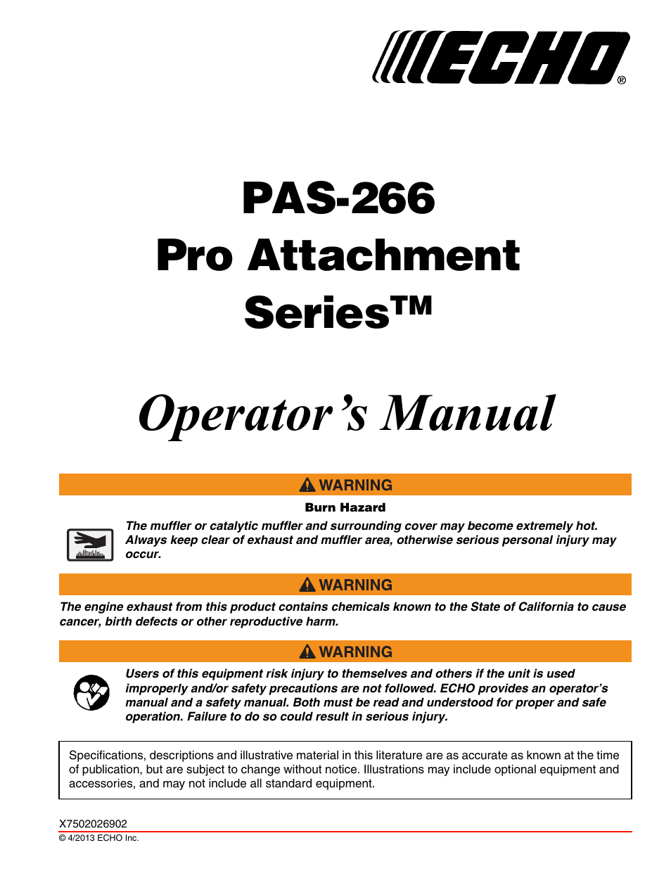 Echo PAS-266 User Manual | 32 pages