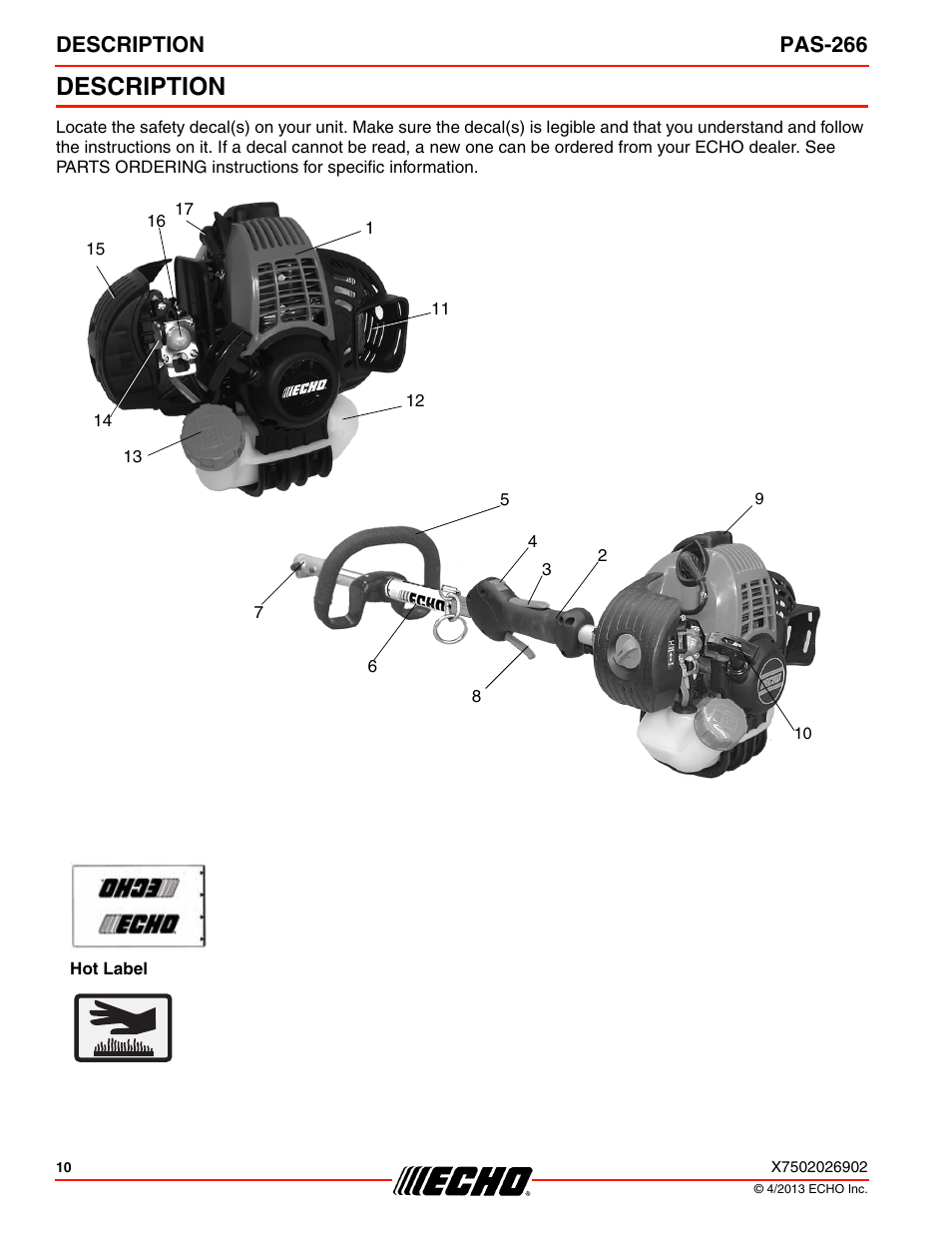 Description, Description pas-266 | Echo PAS-266 User Manual | Page 10 / 32