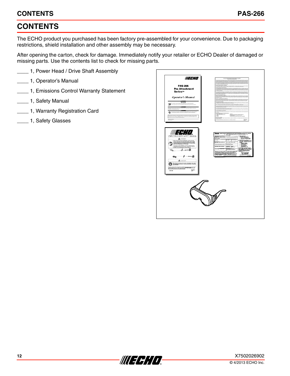 Echo PAS-266 User Manual | Page 12 / 32