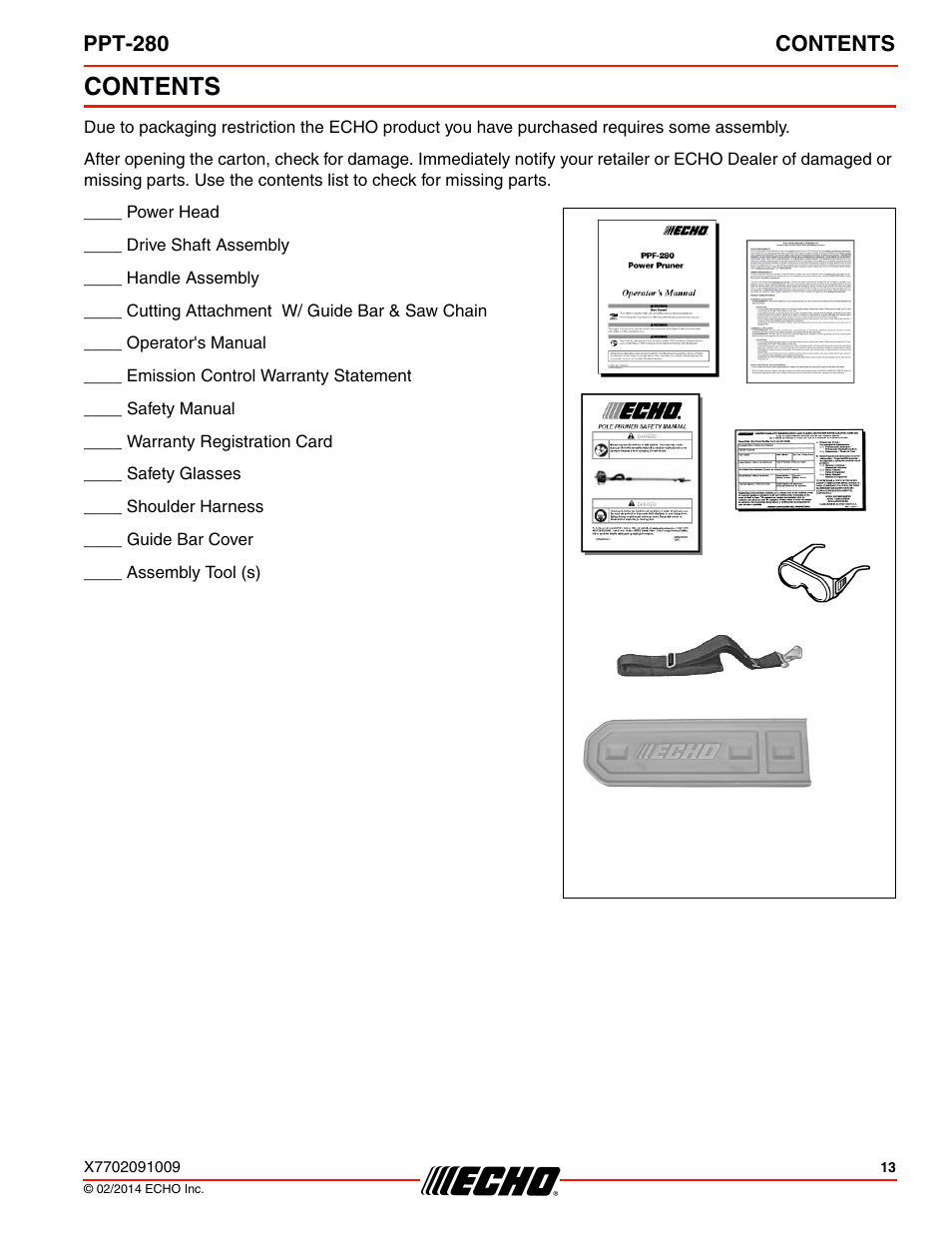Echo PPT-280 Serial E08612005942 - E08612999999 User Manual | Page 13 / 40