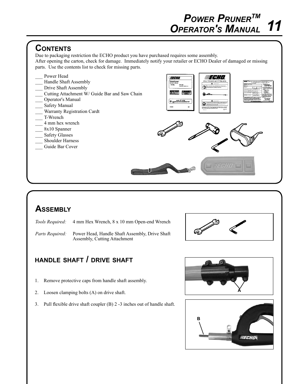 Echo PPT-280 Serial E08612001001 - E08612005941 User Manual | Page 11 / 40