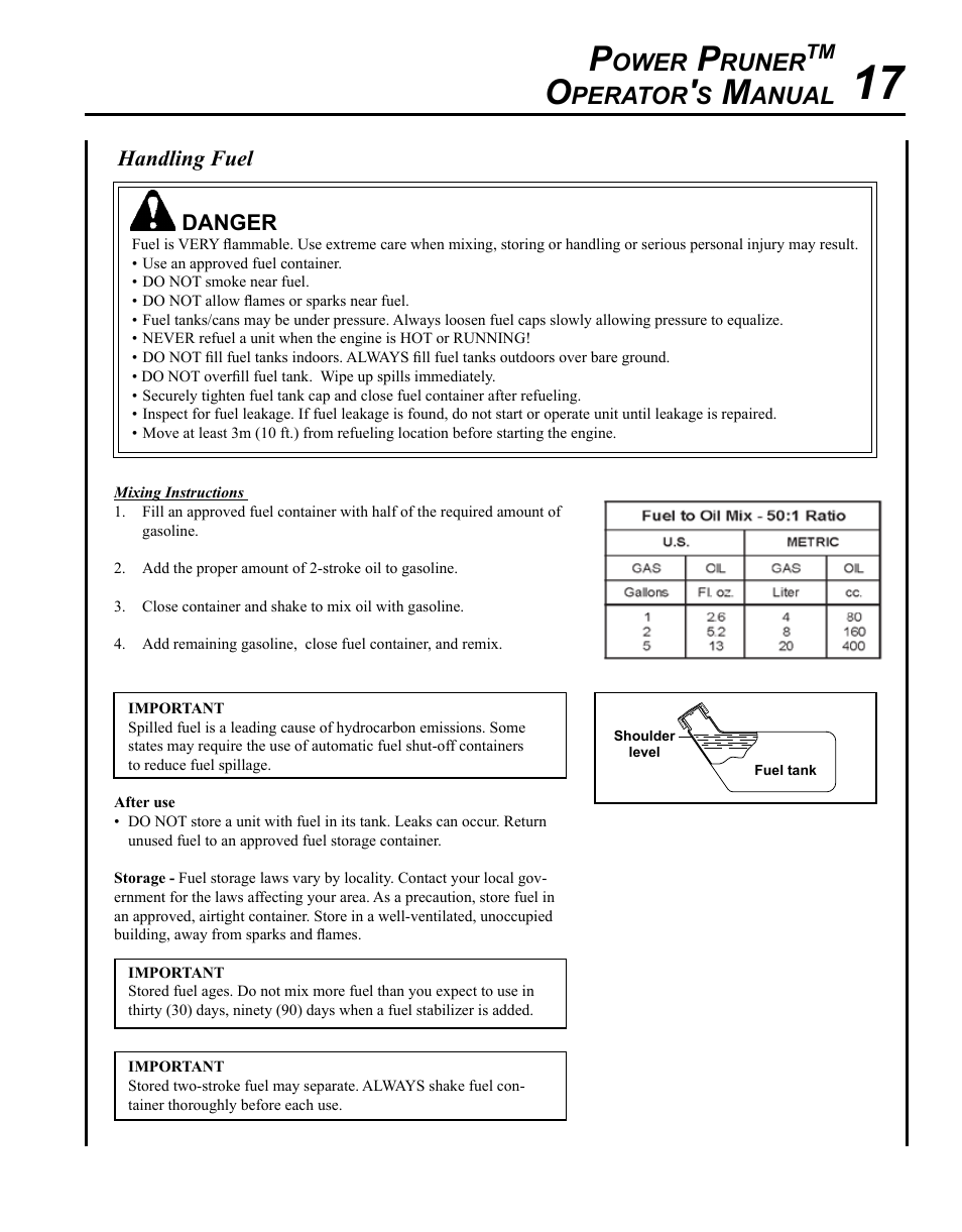 Ower, Runer, Perator | Anual | Echo PPT-280 Serial E08612001001 - E08612005941 User Manual | Page 17 / 40