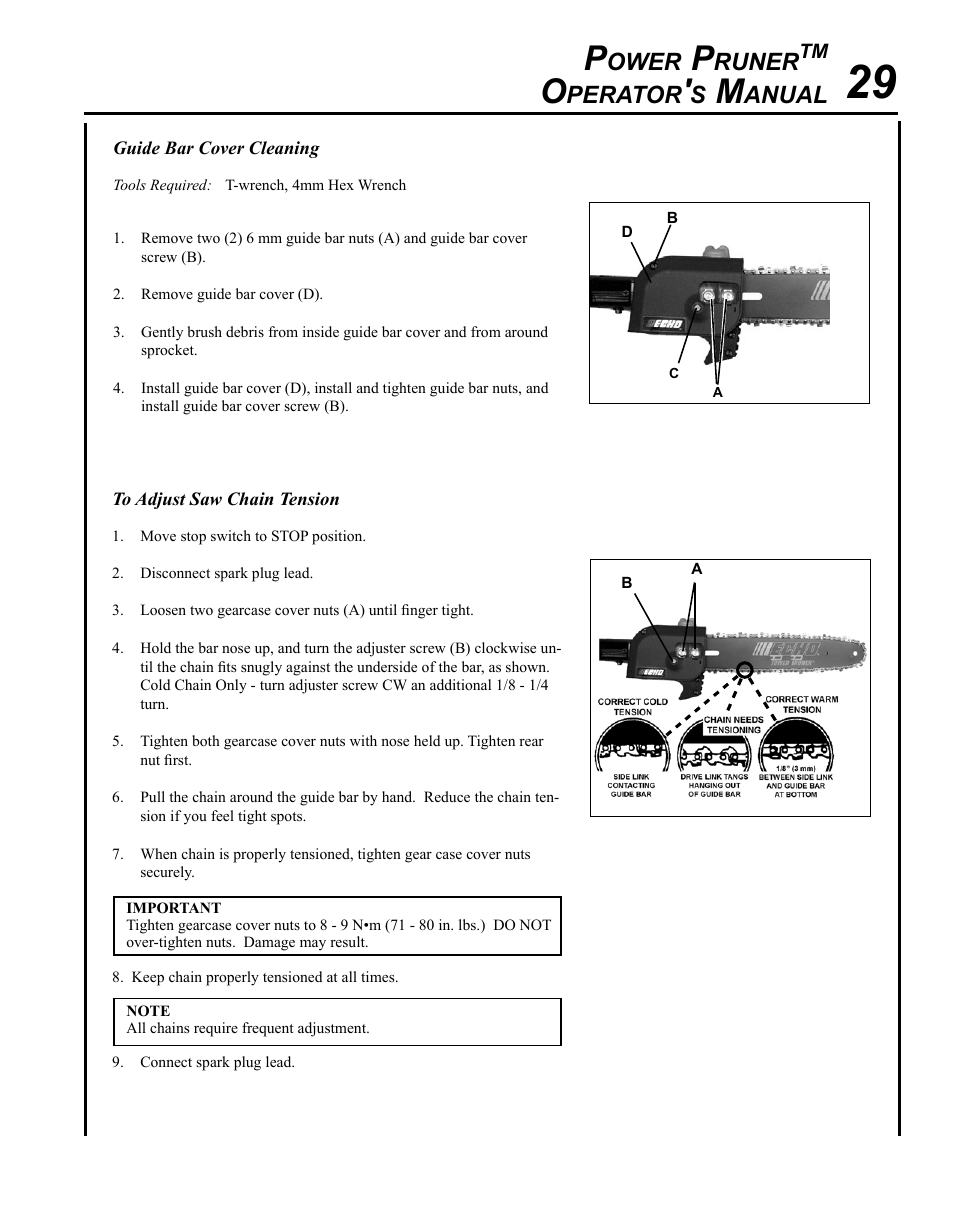Ower, Runer, Perator | Anual | Echo PPT-280 Serial E08612001001 - E08612005941 User Manual | Page 29 / 40