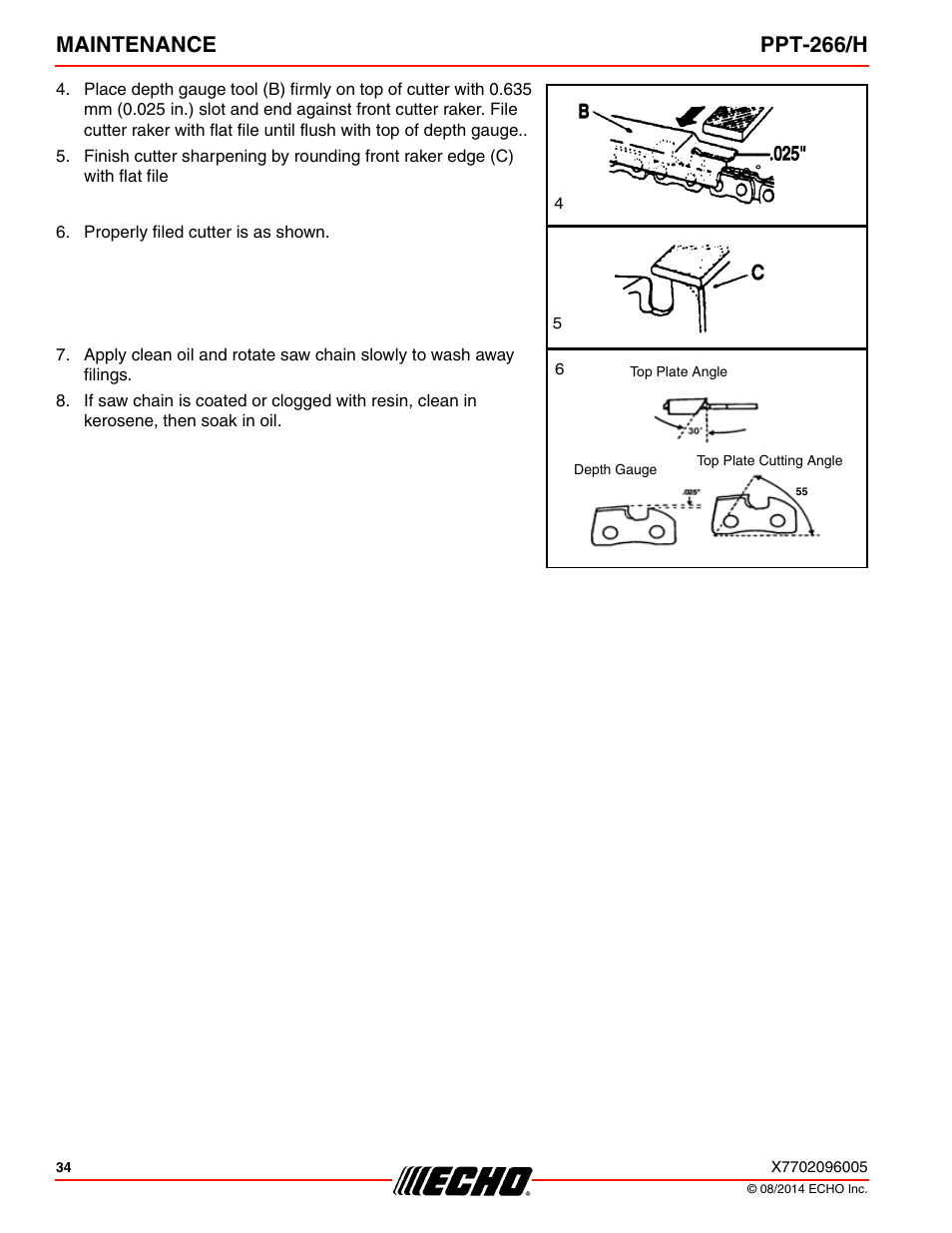 Maintenance ppt-266/h | Echo PPT-266H User Manual | Page 34 / 40