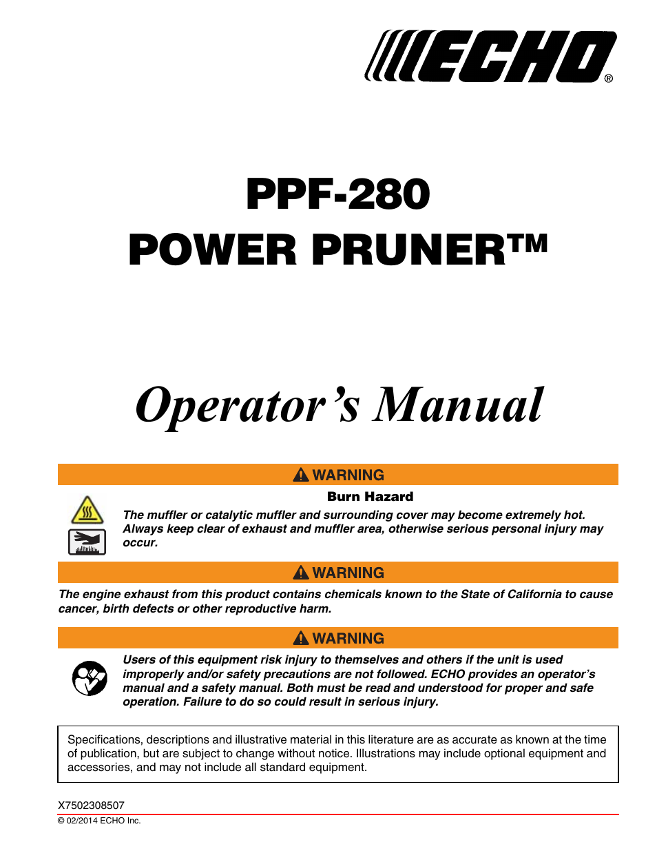 Echo PPF-280 User Manual | 40 pages
