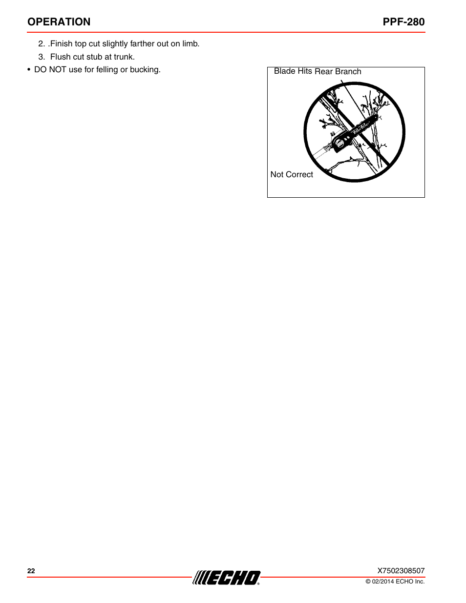 Operation ppf-280 | Echo PPF-280 User Manual | Page 22 / 40