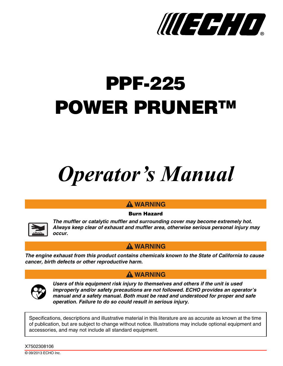 Echo PPF-225 User Manual | 40 pages