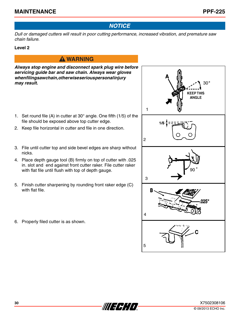 Maintenance ppf-225 | Echo PPF-225 User Manual | Page 30 / 40