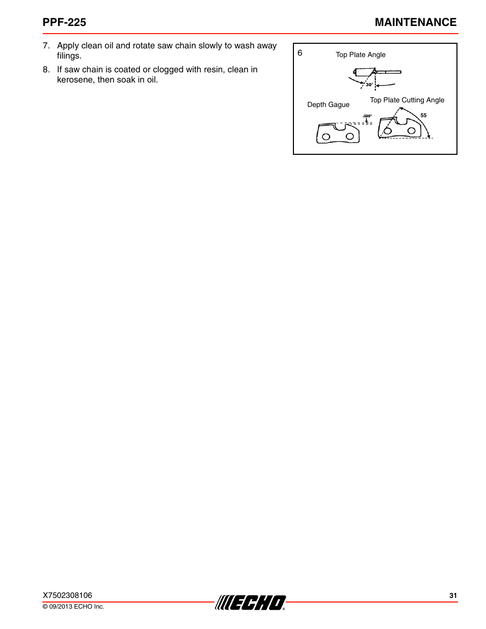 Ppf-225 maintenance | Echo PPF-225 User Manual | Page 31 / 40